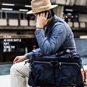 Filson 48hr Tin Cloth Duffel Bag Trolly Strap Bridle Leather Timeless Unisex